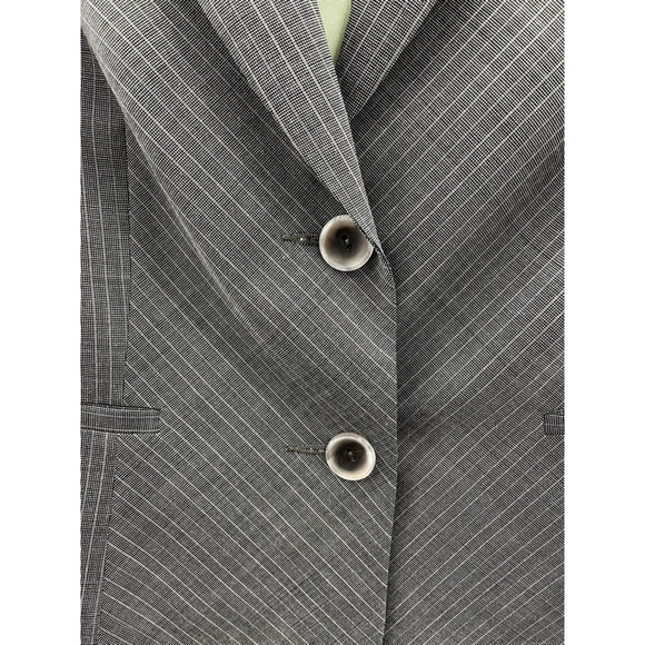 Tavora Womens Suit Jacket Gray Stripe Long Sleeve Notch Lapel Jetted Pockets 6 - Picture 5 of 8